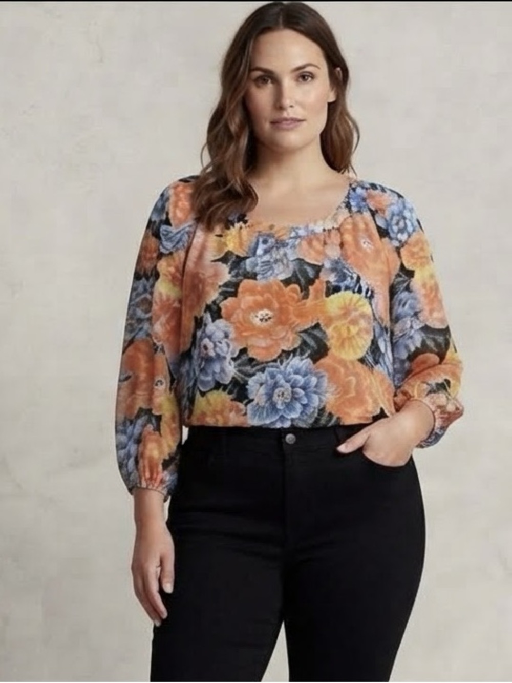 Lauren Conrad Floral Shimmer Blouse Size XXL